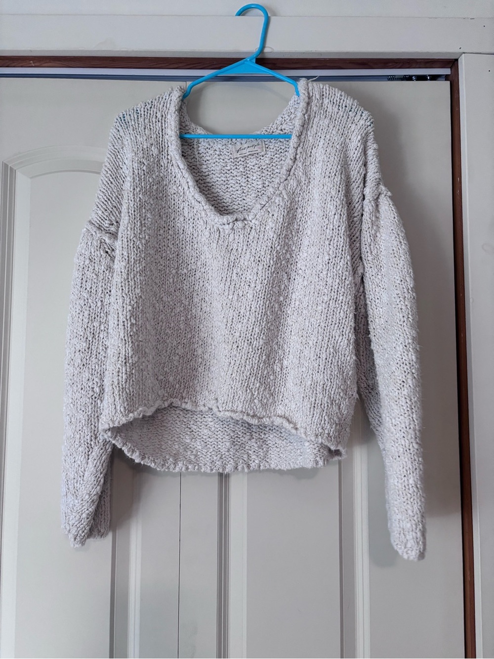 Free People Cream Textured Knit Sweater